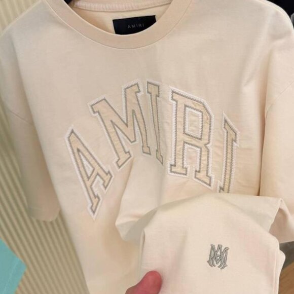 AMIRI MEN NEW SEASON CREAM COLOR T-SHIRT LARGE SIZE - Picture 2 of 3